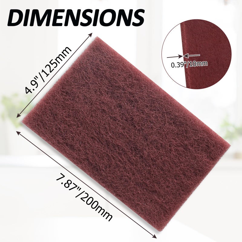 BokWin 6Pcs Red Scuff Pads Very Fine Grade General Purpose Sanding Hand Pads 200 x 125mm/8" x 5" - Image 5